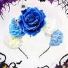 Amazon Transfronterizo Nueva Diadema de Flores Parte Superior del Cráneo Tela de Simulación Tocados Estereoscópicos Accesorios de Carnaval de Todos los Santos Diadema