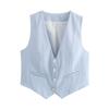 Roupas Femininas de Comércio Exterior Europeu e Americano 15 Cores Retro Cor Sólida Cor Doce Decote em V Vestido Curto Colete / Colete Ombro Top