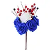 Ramos Decorativos Personalizados para el Día de la Independencia Estadounidense Transfronterizos, Flores Artificiales Rojas y Azules para Bodas y Fiestas, Decoraciones de Arreglos de Frutas Rojo Rosado