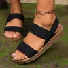 Nuevas de Moda Tallas Grandes Verano Transfronterizas Sandalias de Playa Planas Elásticas para Mujer Estilo Romano para Uso en Exteriores