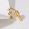 Anillo de acero de titanio con incrustaciones de diamantes, estilo europeo y americano, con un temperamento fresco y pequeño, simple y combinable, chapado en oro de 18 quilates para mujer.