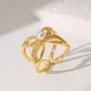 Anel Moderno Transfronteiriço com Micro Zircônia Inlaid para Mulheres, Anel de Dedo Indicador de Luxo Leve da Moda para Mulheres, Anel Aberto Ajustável