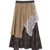 Falda a Cuadros Retro Estilo Bosque para Mujer 2026 Nuevo Diseño de Principios de Primavera con Empalmes Irregulares Falda Larga de Cintura Alta Corte A