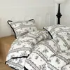 Funda nórdica de encaje negro floral pastoral juego de cuatro piezas de algodón para cama 1.5 m1.8 m funda nórdica sábana juego de tres piezas