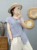 Camisa sin mangas de algodón puro con volantes artísticos para mujer, suave y versátil para el verano, de color liso, doble capa de gasa de algodón X891