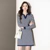Vestido tipo suéter elegante de estilo Chanel para otoño e invierno, para mujer, con parte inferior, adelgazante, con abrigo interior a juego, vestido de punto.