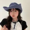Novo Chapéu de Cowboy Ocidental Retrô para Mulheres, Proteção Solar de Verão, Chapéu de Pescador de Aba Larga, Versátil, Chapéu de Pescador Emagrecedor, Moderno