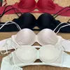 9861 Sujetador push-up pequeño de estilo francés para mujer, sin varillas, anti-caída, sujetador ajustable con tirantes brillantes