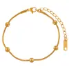 Pulsera de Acero Inoxidable Chapado en Oro de 24K para Mujer, Estilo Ins Retro Accesible de Lujo, Exquisita Cadena Hueso de Serpiente con Cuentas