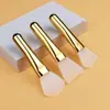 Pincel de Máscara Curto Dourado com Cabeça de Silicone Macia, Pincel de Maquiagem Especializado para Aplicar Máscaras de Argila, Aplicador de Máscara com Cerdas Macias, Colher