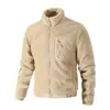 Jaqueta de Lã de Cordeiro Transfronteiriça para Homens, Roupa de Outono e Inverno, Gola Alta, Casual de Lã Novo Estilo, Jaqueta de Comércio Exterior, Cardigan, Roupas Masculinas para Exterior