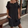 Vestido de verano sencillo e informal con cuello en V, ideal para mujer, con explosiones de Amazon y AliExpress 2024