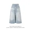 Pantalones Vaqueros Cortos de Cintura Alta Estilo Americano para Primavera y Verano, Shorts Rectos Holgados de Lavado Vintage Adelgazantes, Pantalones Cortos de Pierna Ancha