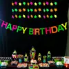 Faixa de Aniversário Fluorescente Estrela de Festa Fluorescente Guirlanda Redonda de Papel Decoração Decoração de Fundo para Aniversário Infantil Suprimentos