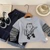 Camiseta Infantil Bangcheng 2026 Primavera Nueva Estilo Coreano Niños Gato Lindo Falso Dos Piezas Superior Suéter para Bebé