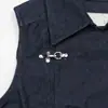Moda Femenina Nueva Primavera y Verano Chaleco de Mezclilla Lavada Resistente con Color Sólido, Cuello de Solapa, Cierre de Botones y Hebilla de Avión