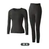 Conjunto de Ropa Interior Térmica de Manga Larga y Pantalón Largo con Ácido Hialurónico para Mujer, Conjunto de Ropa Interior Térmica de Alta Elasticidad para Otoño