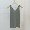 Camisola de Punto de Seda de Morera y Lana con Cuello en V para Mujer, Nuevo Estilo de Verano, Alta Elasticidad, Top Interior de Corte Ajustado