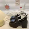 Tacones altos Mary Jane de tacón grueso para mujer 2026 Otoño estilo británico suela gruesa zapatos pequeños de cuero para aumentar la altura mocasines zapatos JK japoneses