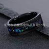 Nuevo Anillo de Tungsteno Negro Electroplateado de 8 mm Arenado Incrustado con Ferrule de Grava Colorida Azul-Verde Anillo Joyería Nicho