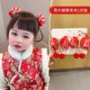 Par de horquillas con borlas de mariposa para niña pequeña, estilo chino, para el pelo de hada, accesorios para el cabello para celebración de Año Nuevo