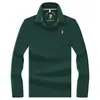 Camisa polo de manga larga de lujo ligero para hombre, hecha de algodón mercerizado, color liso, con un pequeño bordado de caballo en el cuello, adecuada para el uso diario y para ir al trabajo en primavera y otoño