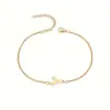 Pulsera Minimalista de Acero Inoxidable Transfronteriza con Letras de Oro Real, 26 Letras Inglesas A-Z, Unisex, Venta Directa del Fabricante