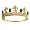 Corona de estilo barroco retro europeo y americano con punta dorada y forma negra, cristal grande, corona completa con diamantes.