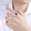 Anillo de Ágata Negra Noble y Dominante Dedo Índice Moda Masculina Versión Abierta Amplia Anillo de Bendición de Diamante Negro