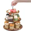 Soporte de Exhibición Decorativo Transfronterizo con Estante de Exhibición en Capas, Soporte para Cupcakes, Soporte para Pastel de Fiesta de Cumpleaños, Soporte para Pastel de Madera de Acacia