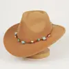 Nuevo Sombrero de Vaquero Occidental Comercio Exterior Transfronterizo Sombrero de Fieltro Estilo Étnico Unisex Estilo Tibetano Ala Curvada Accesorios de Joya Estrella