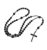 Collar Retro Religioso Personalizado No Magnético Transfronterizo Europeo y Americano Colgante de Piedra Natural con Cuentas Hecho a Mano Rosario