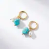 Brincos de Cobre Polido Estilo Novo Europeu e Americano, Brincos de Zircônia Pérola Estilo Ins, Brincos Femininos