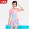 Trajes de Baño para Niñas, Entrenamiento Deportivo Casual, Estilo Nuevo para Niñas Pequeñas, Estudiantes, Niños Mayores, Traje de Baño Enterizo con Falda al por Mayor