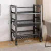 Prateleira de chão com cestos para vegetais, armazenamento móvel, micro-ondas, armazenamento de vegetais, prateleira doméstica multifuncional, estante de armazenamento