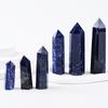 Venta caliente transfronteriza, columna de cristal de piedra azul natural, piedra original pulida, prisma hexagonal de una sola punta, piedra de cristal, decoración para el hogar y la oficina.