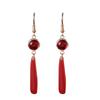 Pendientes de Borla Roja Iman Estilo Antiguo Hanfu Nuevo Estilo Chino Versátiles con Falda Mamian Belleza Clásica Pendientes Retro Cheongsam