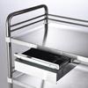 Carrito de Acero Inoxidable de Tres Niveles con un Cajón, Carrito de Atención Médica, Carrito de Entrega de Medicamentos, Carrito de Almacenamiento de Equipos, Carrito de Instrumentos, Carrito de Transporte, Ligero