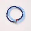 Pulsera de Doble Círculo de Lapislázuli Tendencia en Tiktok, Calcedonia Azul Floral Esmaltado Cloisonné, Nueva Pulsera Estilo Chino, Regalo de Templo y Complejo de Templos