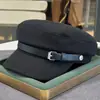 Gorra de estilo británico vintage para mujer con hebilla de cinturón, ala ancha, estiliza el rostro, transpirable y cómoda, gorra de vendedor de periódicos, artística y versátil