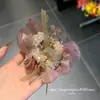 Nuevo Estilo Malla Flor Perla Pedrería Goma para el Cabello para Mujeres 2025 Nueva Cuerda de Cabello con Perlas Cuerda Elegante para Cola de Caballo Baja