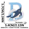 Suministro Transfronterizo de Parches Bordados de Ballena Linda de Dibujos Animados y Ola con Letras Inglesas, Parches Azules de Ola para Ropa