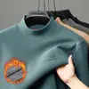 Sudadera Nueva de Invierno con Forro Grueso de Felpa, Cuello Semi-Alto, Versátil, Casual, Cálida, Capa Base para Hombre