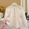 Camisa Floral de Algodão Puro Estilo Coreano Nova Outono para Meninas, Blusa Casual para Bebê Menina, Top Infantil, Roupa Infantil da Moda