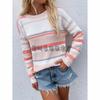 Otoño e Invierno Transfronterizo Amazon Nuevo Punto Rayado de Cuello Redondo Transfronterizo Europeo y Americano Jersey de Mujer Talla Grande Suéter para Mujer