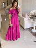 AliExpress cross-border europeu e americano comércio exterior novo verão gola de uma palavra manga curta longo feminino 7 cores vestido plissado feminino