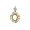 Prata Esterlina S925 Luxo Leve Pingente Oval Girassol Totalmente Cravejado de Diamantes Base para Montagem de Joias Prata DIY Acessórios para Montagem de Joias