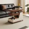 Mesa Lateral de Gabinete para Sofá de Sala de Estar en Casa, Carrito Móvil Plegable de Altura Ajustable, Mesa de Café para Balcón de Apartamento Pequeño, Modelo Nuevo 2026