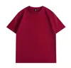 Camiseta de Color Sólido con Cuello Redondo Estampada con Logo Publicidad Camisa Cultural Algodón Puro Hombro Caído Cuello Redondo Manga Corta Ropa de Trabajo Uniforme de Clase DIY