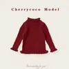 Camisa Básica Infantil Cherrycoco 2025 Outono e Inverno Novo Suéter Versátil com Fio Franzido Canelado para Bebês